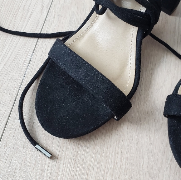 Raid Black Faux Suede Tie-Up Heeled Sandal - Picture 4 of 5